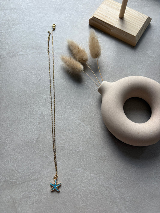 Kette mit Seestern - Charm Türkis