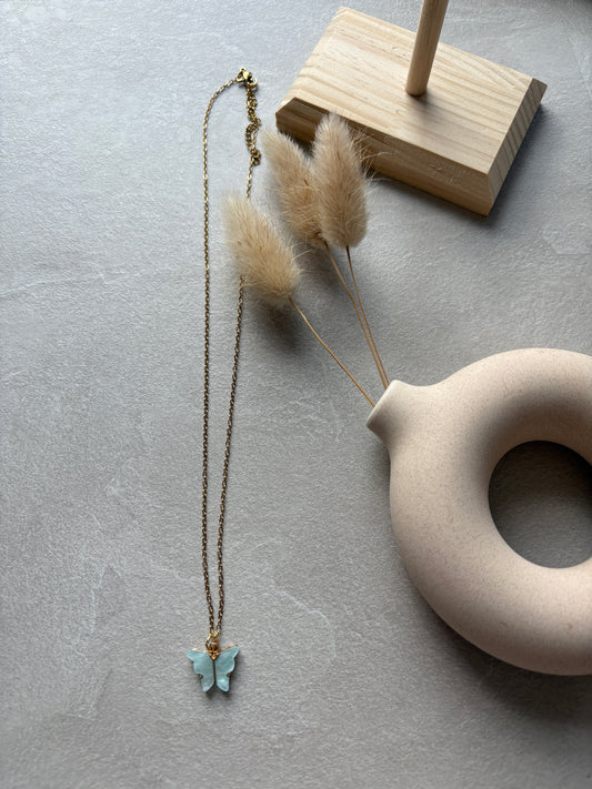 Kette mit Schmetterling - Charm Türkis