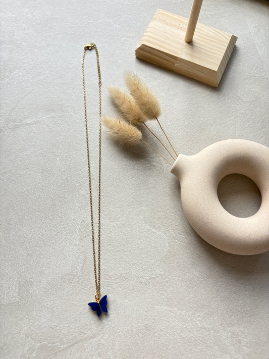Kette mit Schmetterling - Charm dunkelblau