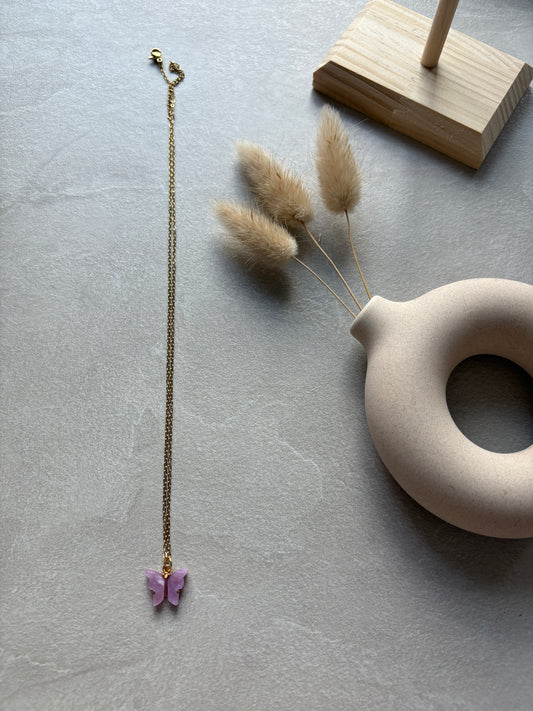 Kette mit Schmetterling - Charm pastelllila