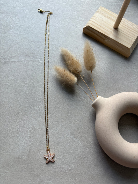 Kette mit Seestern - Charm weiß