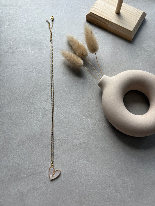 Kette mit Herz - Charm weiß