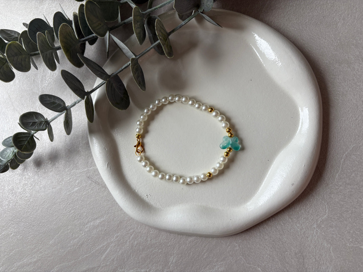 Fusskette mit Schmetterling Glas-Charm