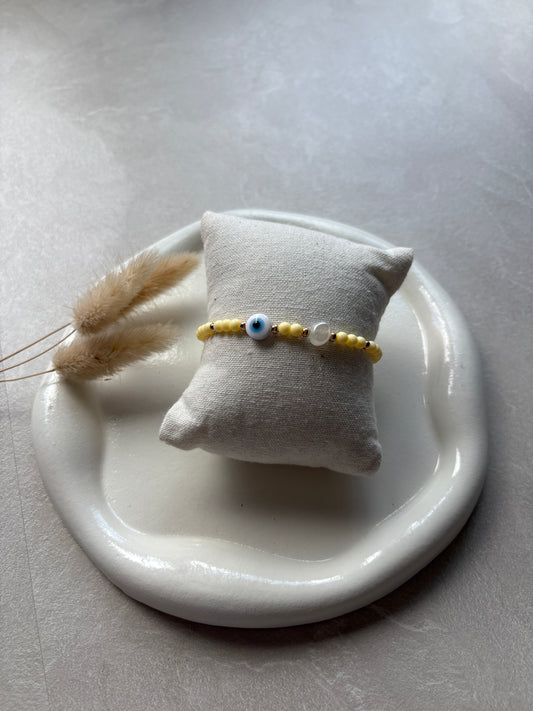 Perlenarmband mit Süsswasserperle und Nazar - Charm