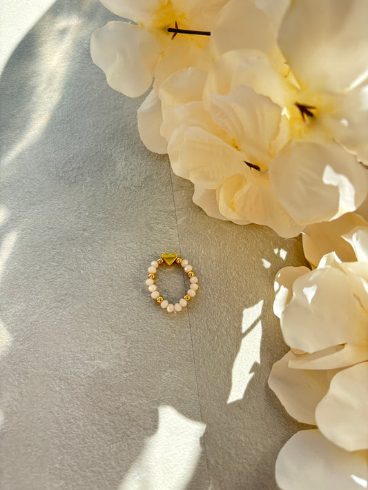 Perlenring mit Herz – Charm